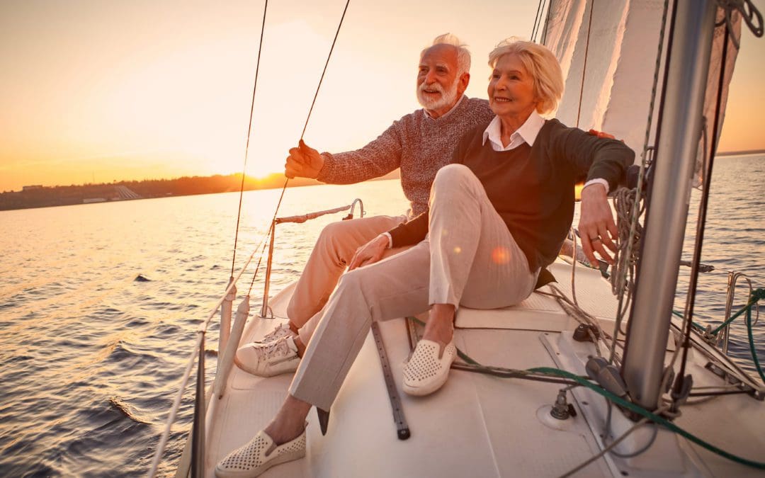 Elderly couple on a boat